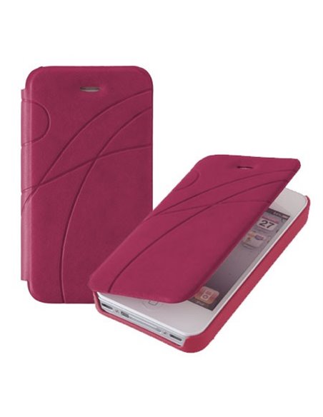 CUSTODIA FLIP ORIZZONTALE PELLE per APPLE IPHONE 5, 5s FANTASIA GROOVE COLORE ROSA