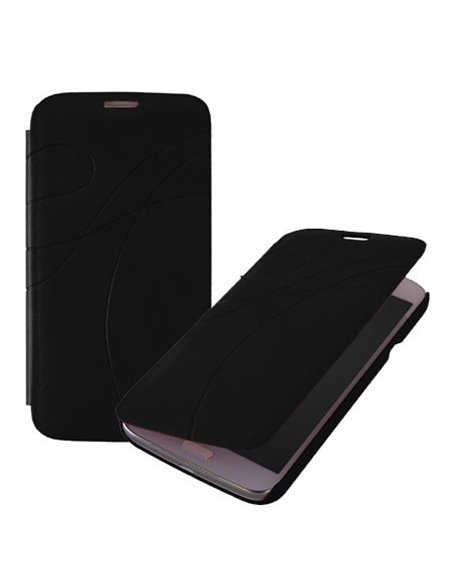 CUSTODIA FLIP BOOK PELLE per SAMSUNG I9150 GALAXY MEGA 5.8' POLLICI, I9152 CON PORTA CARTE FANTASIA GROOVE COLORE NERO