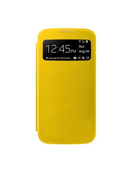 CUSTODIA FLIP COVER ORIZZONTALE CON FINESTRA IDENTIFICATIVO CHIAMANTE per SAMSUNG I9190 GALAXY S4 MINI COLORE GIALLO