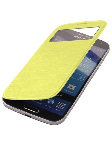 CUSTODIA ORIZZONTALE FLIP COVER CON FINESTRA IDENTIFICATIVO CHIAMANTE per SAMSUNG I9500 GALAXY S4 COLORE GIALLO