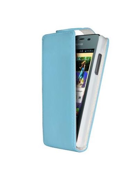 CUSTODIA FLIP VERTICALE PELLE per HUAWEI ASCEND Y300, U8833 COLORE AZZURRO