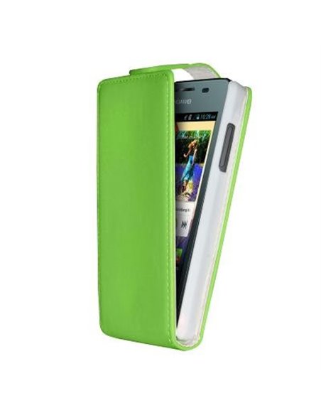CUSTODIA FLIP VERTICALE PELLE per HUAWEI ASCEND Y300, U8833 COLORE VERDE