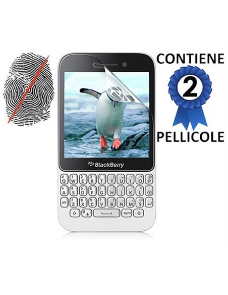 PELLICOLA PROTEGGI DISPLAY ANTI IMPRONTA per BLACKBERRY Q5 CONFEZIONE 2 PEZZI