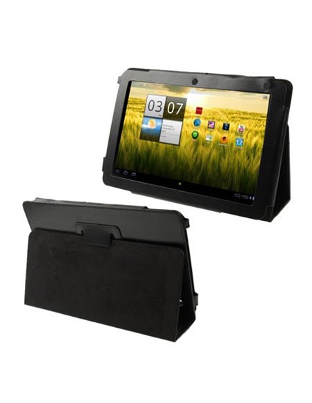 CUSTODIA BOOK PELLE per ACER ICONIA TAB A200, 10.1' POLLICI CON STAND COLORE NERO