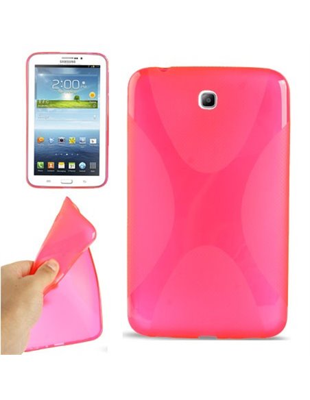 CUSTODIA GEL TPU SILICONE DOUBLE X-LINE per SAMSUNG P3200 GALAXY TAB 3 7.0, P3210 7' POLLICI COLORE ROSA