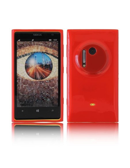 CUSTODIA GEL TPU SILICONE LUCIDA per NOKIA LUMIA 1020, EOS, 909, RM-875, RM-877, RM-876 COLORE ROSSO