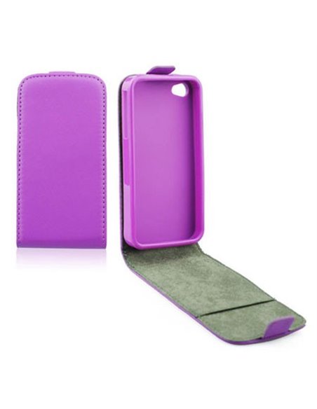 CUSTODIA FLIP VERTICALE SLIM PELLE per APPLE IPHONE 4, 4s CON INTERNO IN TPU SILICONE COLORE VIOLA