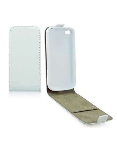 CUSTODIA FLIP VERTICALE SLIM PELLE per APPLE IPHONE 5c CON INTERNO IN TPU SILICONE COLORE BIANCO