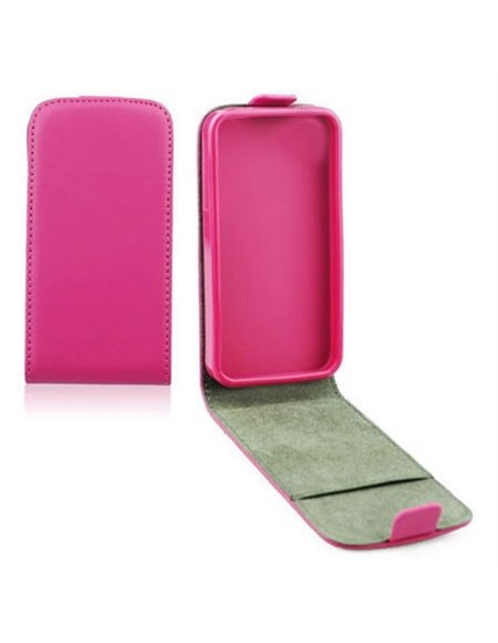 CUSTODIA FLIP VERTICALE SLIM PELLE per SAMSUNG I9190 GALAXY S4 MINI, I9192, I9195 CON INTERNO IN TPU SILICONE COLORE ROSA