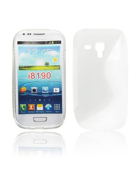 CUSTODIA GEL TPU SILICONE DOUBLE per SAMSUNG i8190 Galaxy S3 Mini, I8200 Galaxy S3 Mini VE COLORE BIANCO TRASPARENTE