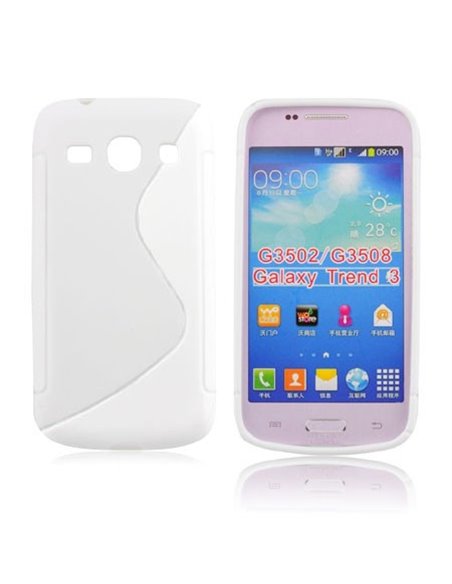 CUSTODIA GEL TPU SILICONE DOUBLE per SAMSUNG G3500 GALAXY CORE PLUS, G3502 GALAXY TREND 3 COLORE BIANCO TRASPARENTE