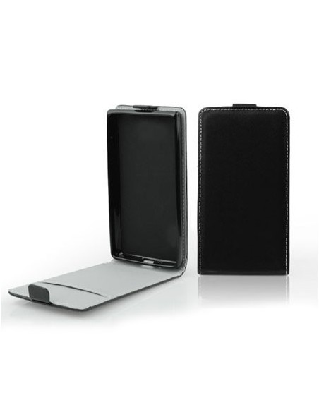 CUSTODIA FLIP VERTICALE SLIM PELLE per SAMSUNG I8260 GALAXY CORE, I8262 CON INTERNO IN TPU SILICONE COLORE NERO