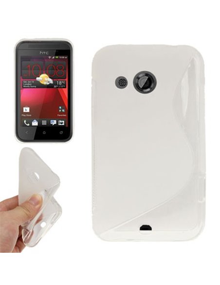 CUSTODIA GEL TPU SILICONE DOUBLE per HTC DESIRE 200 COLORE BIANCO-TRASPARENTE