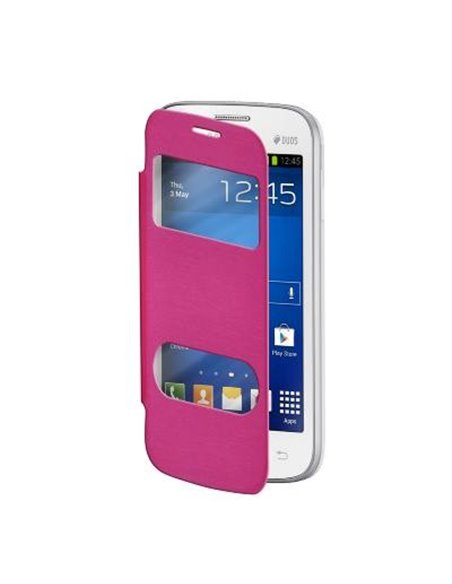 CUSTODIA FLIP ORIZZONTALE per SAMSUNG S7260 GALAXY STAR PRO CON DOPPIA FINESTRA IDENTIFICATIVO CHIAMANTE COLORE ROSA