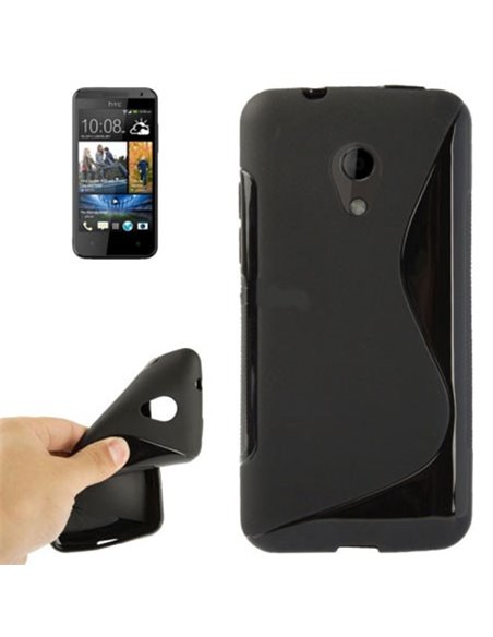 CUSTODIA GEL TPU SILICONE DOUBLE per HTC DESIRE 700 COLORE NERO