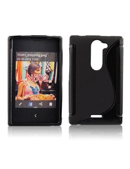 CUSTODIA GEL TPU SILICONE DOUBLE per NOKIA ASHA 502 COLORE NERO