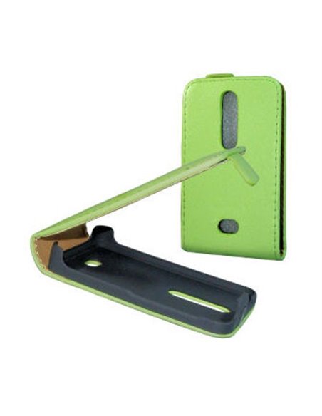 CUSTODIA FLIP VERTICALE SLIM PELLE per NOKIA ASHA 501 COLORE VERDE