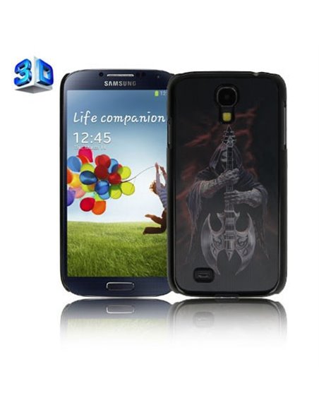 CUSTODIA BACK RIGIDA IN 3D per SAMSUNG I9500 GALAXY S4, I9505, I9502 FANTASIA SCHELETRO CON CHITARRA