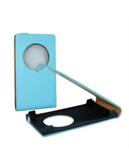 CUSTODIA FLIP SLIM VERTICALE PELLE per NOKIA LUMIA 1020, EOS, 909, RM-875, RM-877, RM-876 COLORE AZZURRO