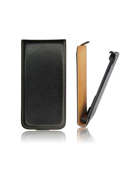 CUSTODIA FLIP VERTICALE SLIM PELLE per HTC DESIRE 300 COLORE NERO