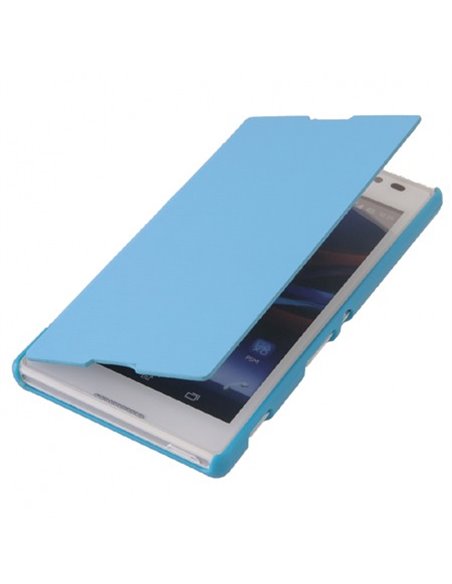 CUSTODIA FLIP ORIZZONTALE per SONY XPERIA C, S39H, C2305 COLORE AZZURRO