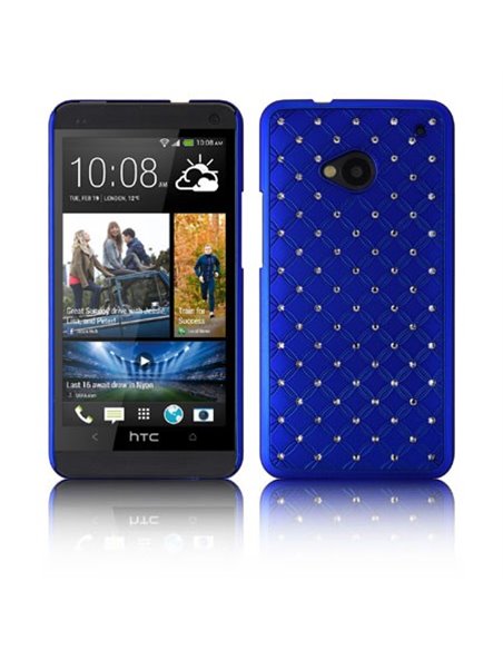 CUSTODIA BACK RIGIDA CON BRILLANTINI per HTC ONE, M7 COLORE BLU