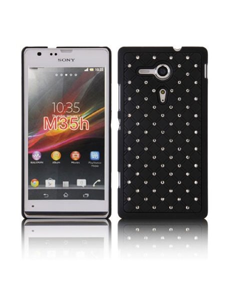 CUSTODIA BACK RIGIDA CON BRILLANTINI per SONY XPERIA SP, M35H, HSPA C5302, LTE C5306, LTE C5303 COLORE NERO