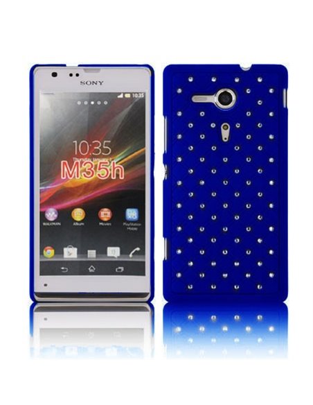 CUSTODIA BACK RIGIDA CON BRILLANTINI per SONY XPERIA SP, M35H, HSPA C5302, LTE C5306, LTE C5303 COLORE BLU