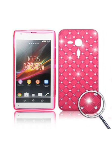 CUSTODIA BACK RIGIDA CON BRILLANTINI per SONY XPERIA SP, M35H, HSPA C5302, LTE C5306, LTE C5303 COLORE ROSA