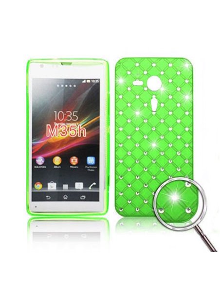 CUSTODIA BACK RIGIDA CON BRILLANTINI per SONY XPERIA SP, M35H, HSPA C5302, LTE C5306, LTE C5303 COLORE VERDE