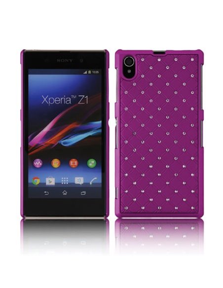 CUSTODIA BACK RIGIDA CON BRILLANTINI per SONY XPERIA Z1, L39H, C6902, C6903, C6906, C6943, HONAMI COLORE VIOLA