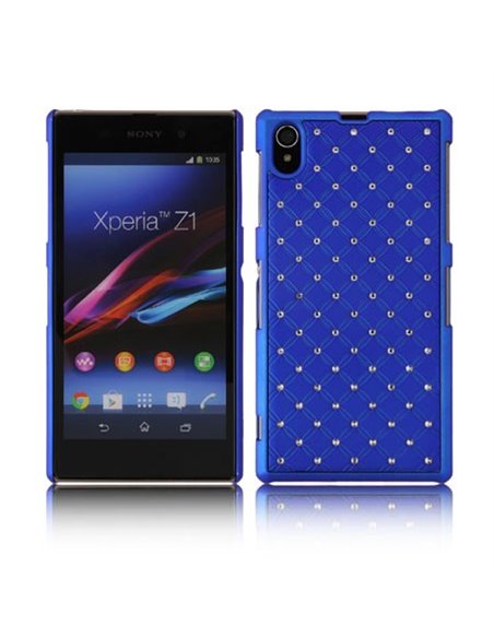 CUSTODIA BACK RIGIDA CON BRILLANTINI per SONY XPERIA Z1, L39H, C6902, C6903, C6906, C6943, HONAMI COLORE BLU