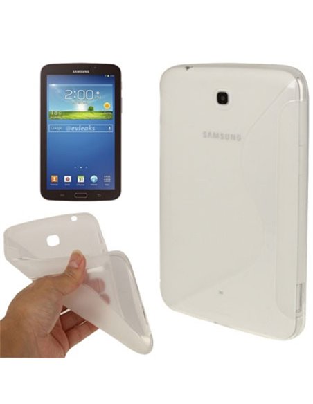 CUSTODIA GEL TPU SILICONE DOUBLE per SAMSUNG P3200 GALAXY TAB 3 7.0, P3210 7' POLLICI COLORE BIANCO-TRASPARENTE