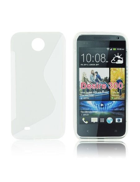 CUSTODIA GEL TPU SILICONE DOUBLE per HTC DESIRE 300 COLORE BIANCO-TRASPARENTE