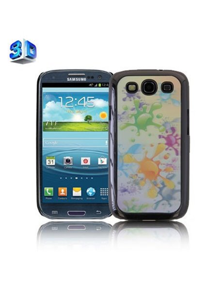 CUSTODIA BACK RIGIDA IN 3D per SAMSUNG I9300 GALAXY S3, I9300i GALAXY S3 NEO FANTASIA MACCHIE DI COLORE SU SFONDO BIANCO