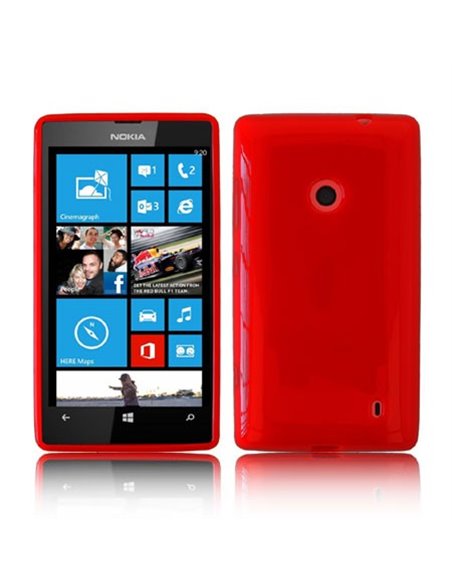 CUSTODIA GEL TPU SILICONE LUCIDA per NOKIA LUMIA 520, LUMIA 525 COLORE ROSSO