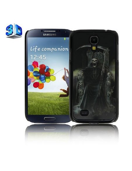 CUSTODIA BACK RIGIDA IN 3D per SAMSUNG I9500 GALAXY S4, I9505, I9502 FANTASIA SCHELETRO SEDUTO CON FALCE