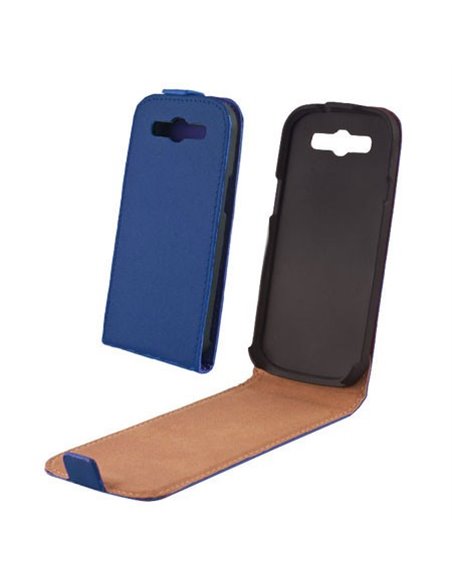 CUSTODIA FLIP VERTICALE SLIM PELLE per SAMSUNG S6810 GALAXY FAME, S6812 GALAXY FAME DUOS COLORE BLU