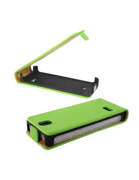 CUSTODIA FLIP SLIM VERTICALE PELLE per NOKIA 515 COLORE VERDE