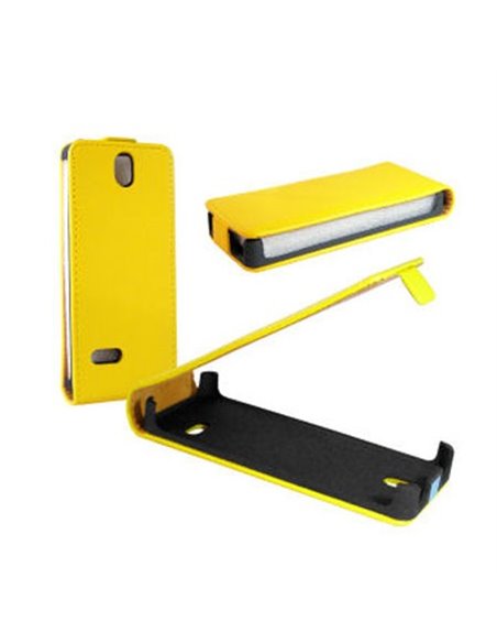 CUSTODIA FLIP SLIM VERTICALE PELLE per NOKIA 515 COLORE GIALLO