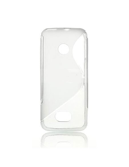 CUSTODIA GEL TPU SILICONE DOUBLE per NOKIA ASHA 208 COLORE BIANCO-TRASPARENTE