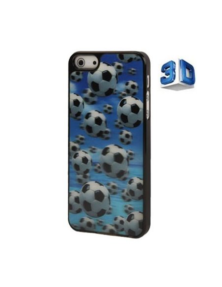 CUSTODIA per APPLE IPHONE SE, IPHONE 5S, IPHONE 5 - BACK RIGIDA 3D FANTASIA PALLONI DA CALCIO SU SFONDO BLU