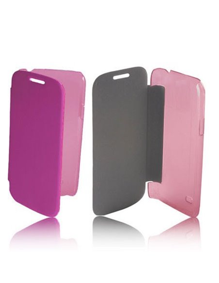 CUSTODIA FLIP ORIZZONTALE PELLE per NOKIA LUMIA 720 COLORE ROSA CON PARTE POSTERIORE RIGIDA TRASPARENTE