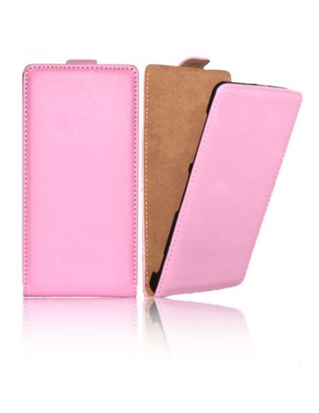 CUSTODIA FLIP SLIM VERTICALE PELLE per SAMSUNG G3500 GALAXY CORE PLUS, G3502 GALAXY TREND 3 COLORE ROSA