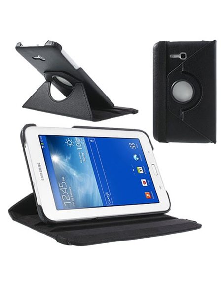 CUSTODIA BOOK PELLE GIREVOLE per SAMSUNG GALAXY TAB 3 7.0 LITE, SM-T110, SM-T111, SM-T116 TAB 3 LITE COLORE NERO