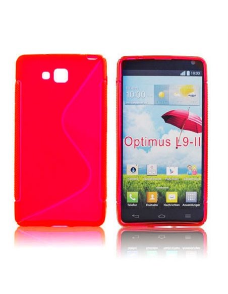 CUSTODIA GEL TPU SILICONE DOUBLE per LG OPTIMUS L9 II, D605 COLORE ROSSO