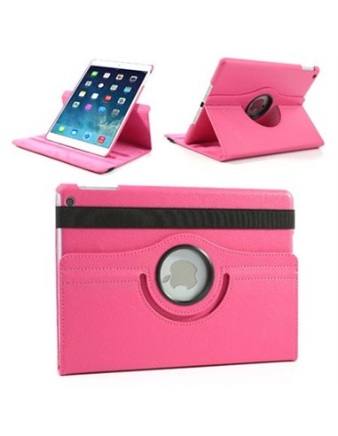 CUSTODIA BOOK ORIZZONTALE PELLE GIREVOLE per APPLE IPAD AIR, IPAD 5 CON STAND COLORE FUCSIA