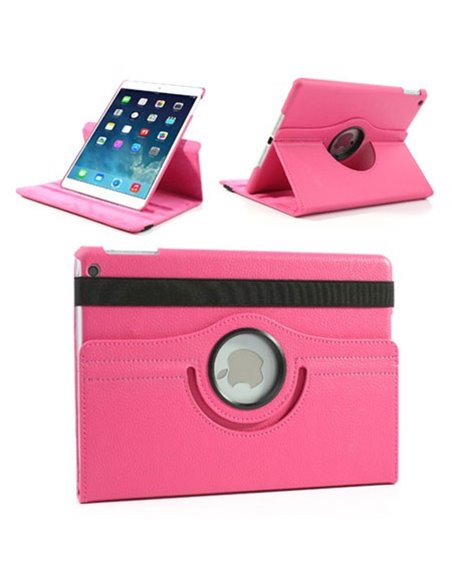 CUSTODIA BOOK ORIZZONTALE PELLE GIREVOLE per APPLE IPAD AIR, IPAD 5 CON STAND COLORE FUCSIA