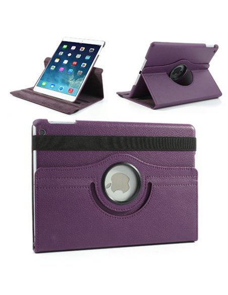 CUSTODIA BOOK ORIZZONTALE PELLE GIREVOLE per APPLE IPAD AIR, IPAD 5 CON STAND COLORE VIOLA