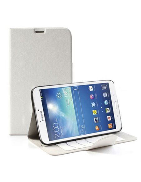 CUSTODIA BOOK ORIZZONTALE per SAMSUNG GALAXY TAB 3 8.0, SM-T310, SM-T311, SM-T315 CON STAND E TASCHE PORTA CARTE COLORE BIANCO